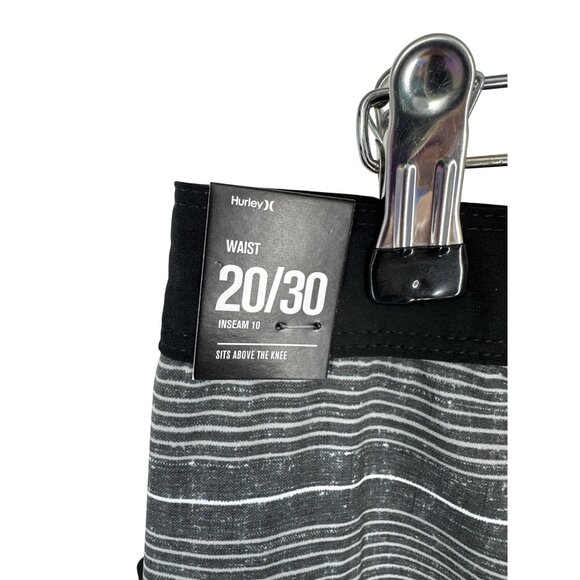 Hurley Mens 4-Way Stretch Striped Board Shorts Black & White Size 20/30 - Picture 6 of 12